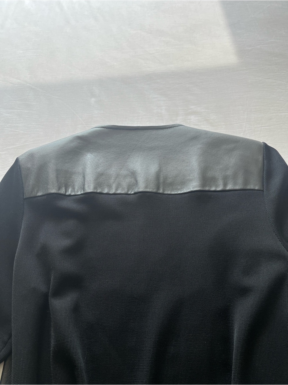 Peter Nygard Black Studded Leather and Knit Zip Jacket - Picture 8 of 8